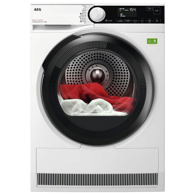 AEG TR8HD9A Serie 8000 Asciugatrice Pompa di Calore 9 Kg Classe A AbsoluteCare Inverter 60 dB (85x59.6x63.6 cm) colore Bianco