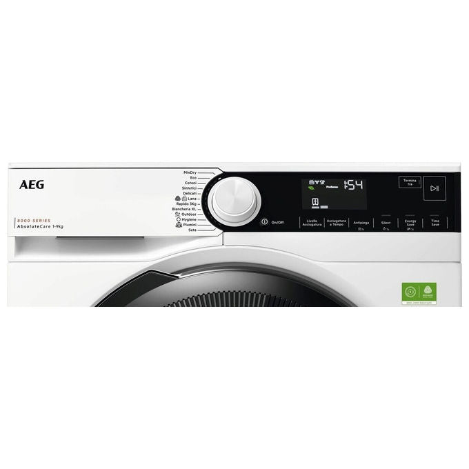 AEG TR8HD9A Serie 8000 Asciugatrice Pompa di Calore 9 Kg Classe A AbsoluteCare Inverter 60 dB (85x59.6x63.6 cm) colore Bianco