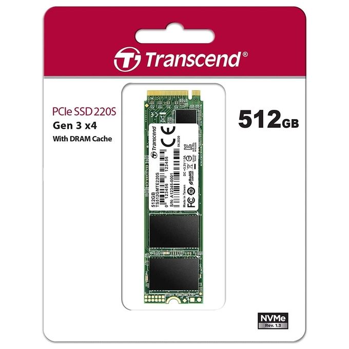 Transcend TS512GMTE220S 220S SSD M.2 PCIe Gen3 x4 NVMe 512 GB 3D NAND con DRAM cache