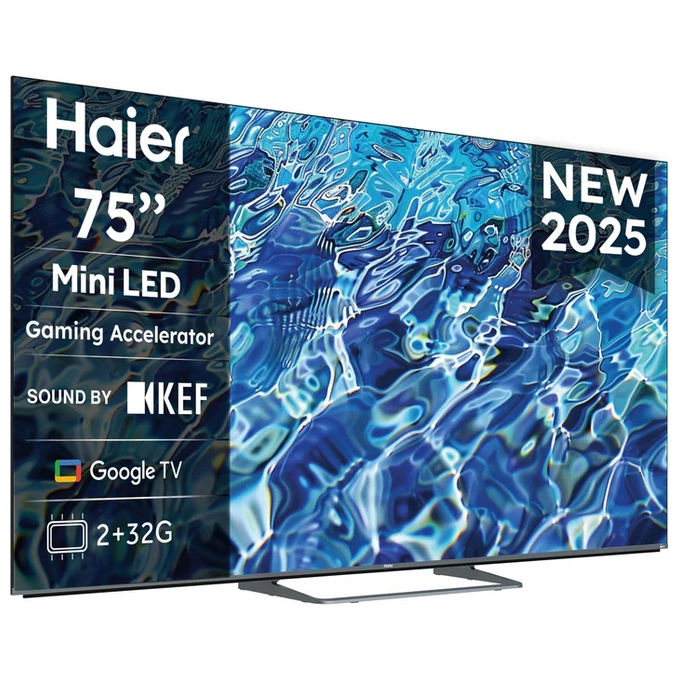Haier H75M80FUX Smart TV 75 pollici 4K UHD QD-Mini LED Google TV colore Nero