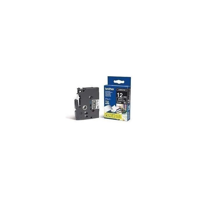 Brother TZE-335 Nastro Laminato per Etichettatrice P-touch 12mm x 8m colore Bianco su Nero