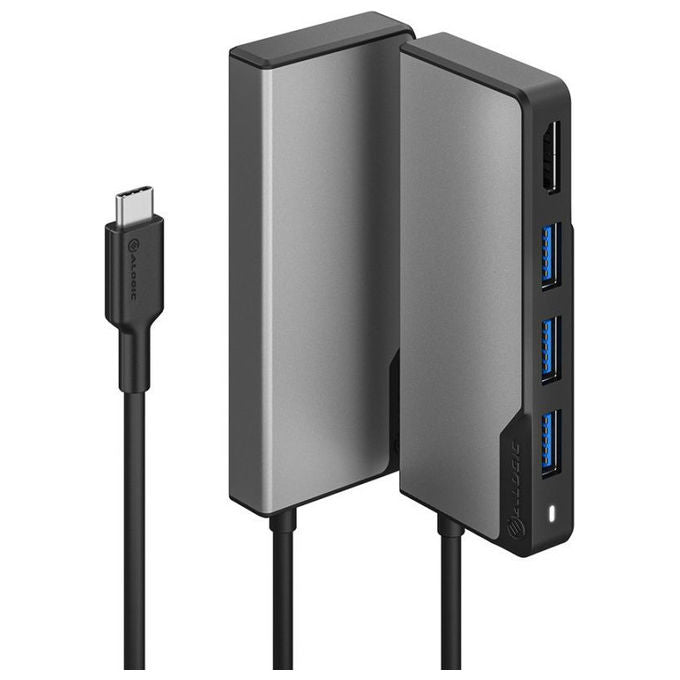 Alogic UCFUHDV2-SGR Fusion CORE 5-in-1 Hub V2 1x HDMI 4K@60Hz 3x USB-A 3.1 Gen 1 1x USB-C 3.1 Gen 1 Alimentazione fino a 100 W colore Grigio
