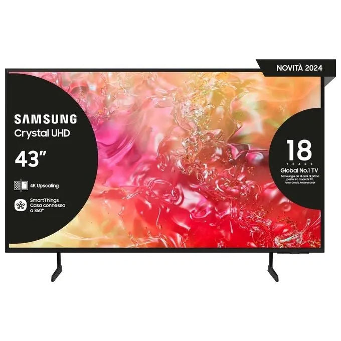 Samsung UE43DU7170UXZT Crystal Smart TV LED 43'' 4K UHD Processore Crystal 4K HDR10+ OTS Lite Q-Symphony Gaming Hub colore Nero
