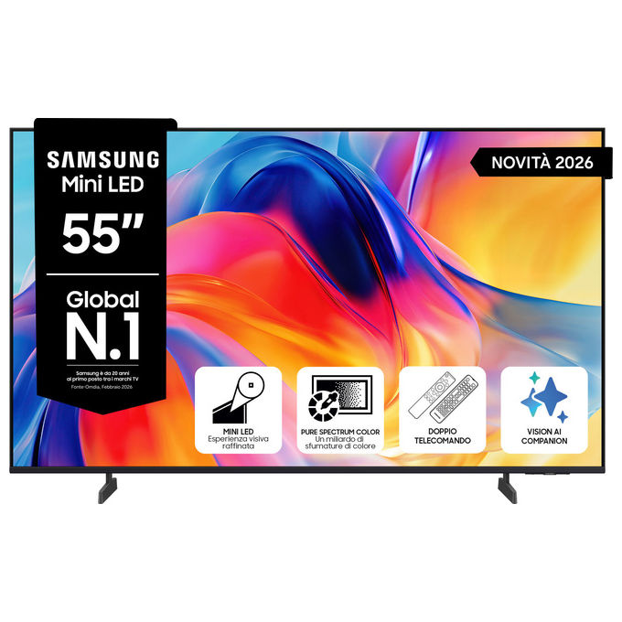 Samsung UE55M70HAUXZT M70H Smart TV Mini LED 55'' 4K UHD HDR10+ 20W OTS Lite Tizen Wi-Fi Bluetooth 5.3 colore Nero