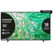 Samsung UE75DU8070UXZT TV Crystal UHD 4K 75 pollici Smart TV Wi-Fi Nero 2024 Processore Crystal 4K Upscaling AirSlim Design OTS Lite