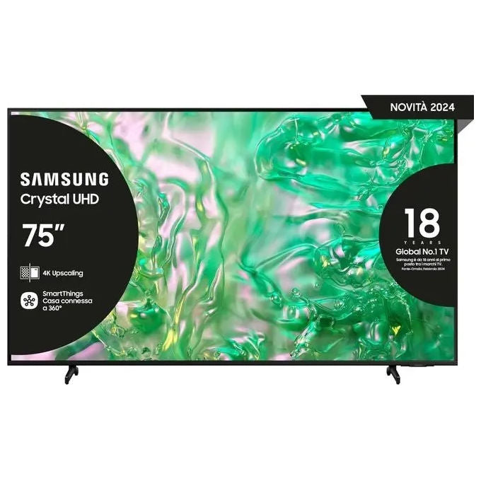 Samsung UE75DU8070UXZT TV Crystal UHD 4K 75 pollici Smart TV Wi-Fi Nero 2024 Processore Crystal 4K Upscaling AirSlim Design OTS Lite