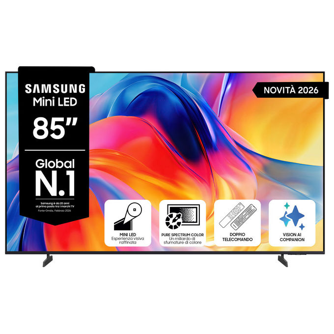 Samsung UE85M70HAUXZT Smart TV Mini LED 4K 85'' HDR10+ Vision AI Tizen VRR colore Nero Titanio