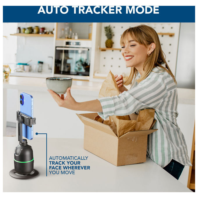 Cellularline Facecam, Supporto Telefono con Riconoscimento Automatico del Volto, Nero