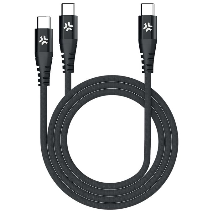Celly USBC2USBCBK Cavo USB-C a 2 USB-C Nylon Intrecciato 100W 1.3 m colore Nero