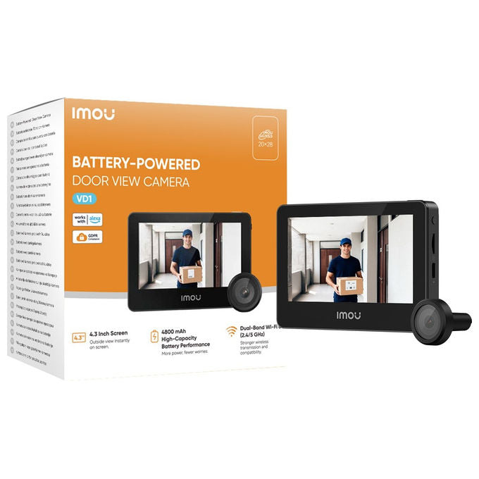 Imou VD1 Spioncino Digitale Smart 5 MP QHD schermo 4.3'' WiFi Dual Band batteria 4800 mAh rilevamento AI colore Nero