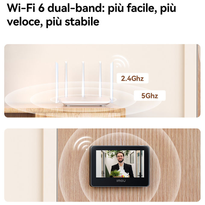 Imou VD1 Spioncino Digitale Smart 5 MP QHD schermo 4.3'' WiFi Dual Band batteria 4800 mAh rilevamento AI colore Nero