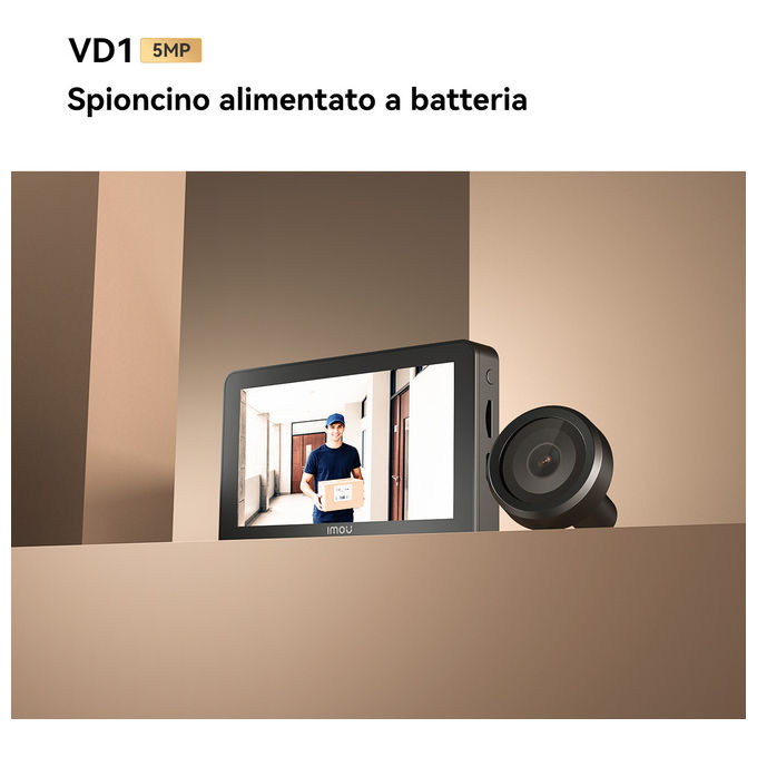 Imou VD1 Spioncino Digitale Smart 5 MP QHD schermo 4.3'' WiFi Dual Band batteria 4800 mAh rilevamento AI colore Nero