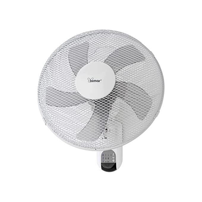 Bimar VM45 Ventilatore da Parete con Telecomando Elica 40cm 5 Pale 3 Velocita' Timer 7h 30min Oscillazione 90° colore Bianco