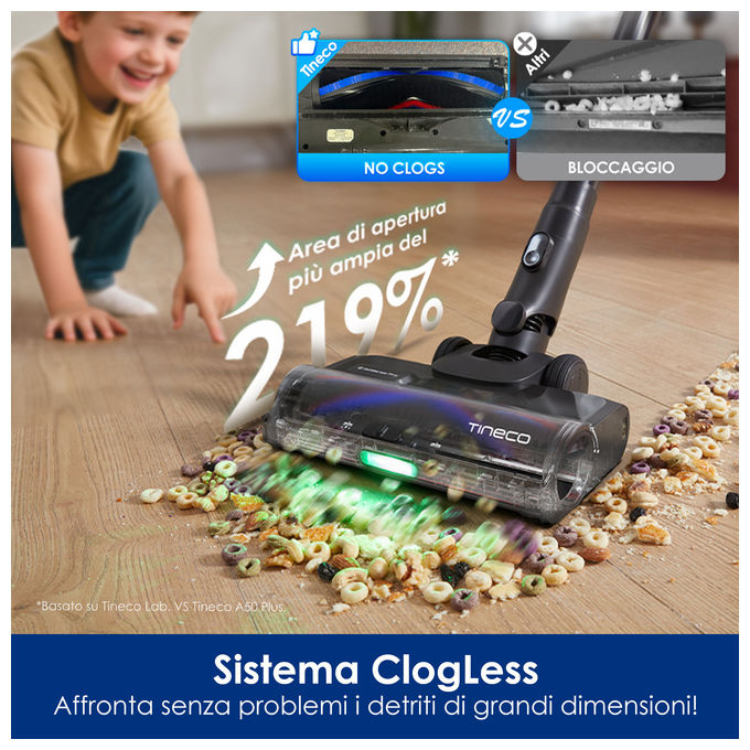 Tineco PURE ONE S70 Scopa Elettrica Senza Fili 500 W 200 AW Filtro HEPA colore Grigio