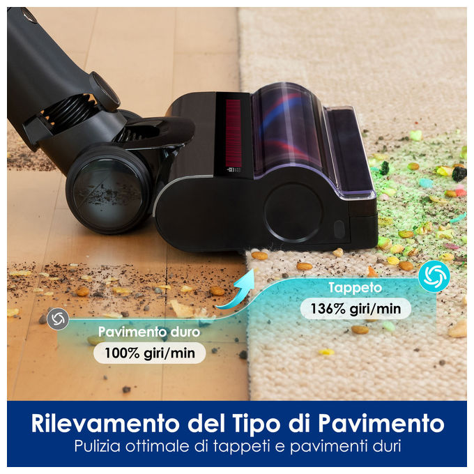 Tineco PURE ONE A90S aspirapolvere senza filo, 270AW, autonomia 105 min, spazzola 3DSense Master, filtro HEPA, per peli di animali