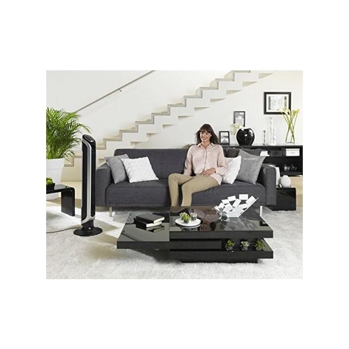 Rowenta VU6670 Eole Infinite Ventilatore a Torre con Oscillazione a 180 Gradi 3 Velocita' Timer 8h e Spegnimento Automatico in Nero