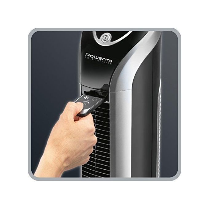 Rowenta VU6670 Eole Infinite Ventilatore a Torre con Oscillazione a 180 Gradi 3 Velocita' Timer 8h e Spegnimento Automatico in Nero