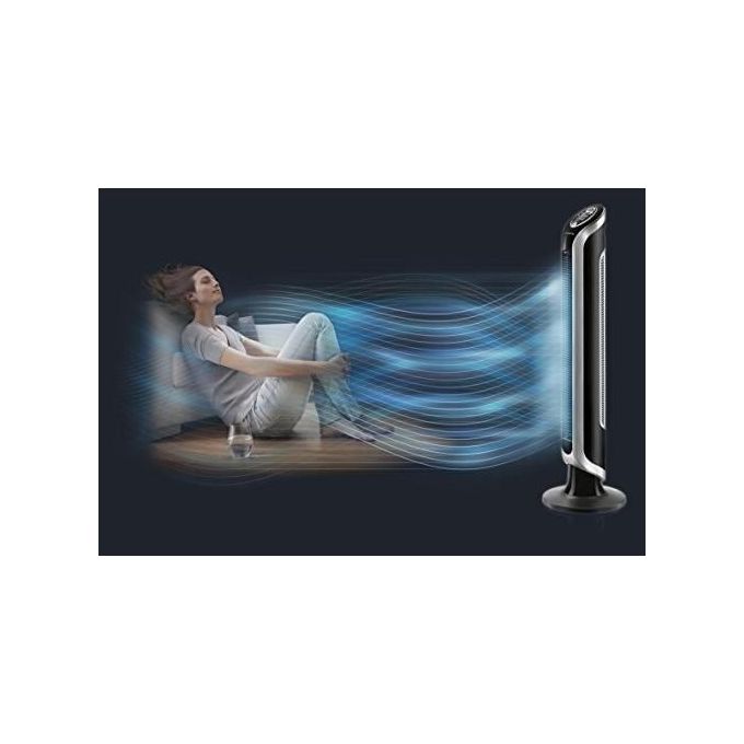 Rowenta VU6670 Eole Infinite Ventilatore a Torre con Oscillazione a 180 Gradi 3 Velocita' Timer 8h e Spegnimento Automatico in Nero