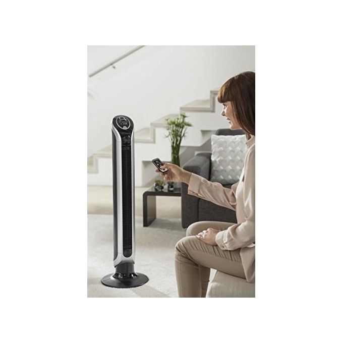 Rowenta VU6670 Eole Infinite Ventilatore a Torre con Oscillazione a 180 Gradi 3 Velocita' Timer 8h e Spegnimento Automatico in Nero
