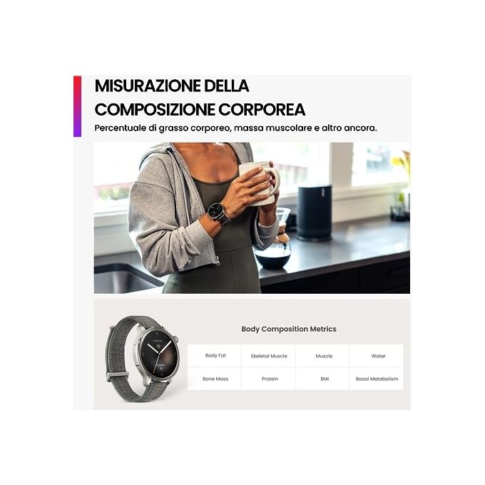 Amazfit A2286 Balance Smartwatch 1.5'' AMOLED 46mm GPS NFC Chiamate Bluetooth 14 giorni batteria colore Grigio
