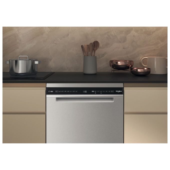 Whirlpool W8F HS61X Lavastoviglie A libera installazione 15 coperti Classe A 41 dB 8 programmi AquaStop (85x60x59 cm) colore Inox