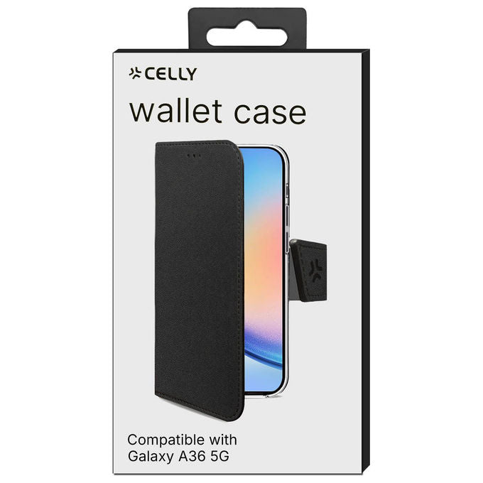 Celly WALLY1118 Wally Custodia a Libro Portafoglio Samsung Galaxy A36 5G Similpelle Chiusura Magnetica Slot Carte Funzione Stand colore Nero