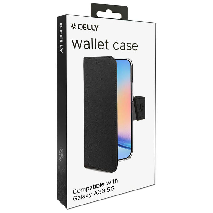 Celly WALLY1118 Wally Custodia a Libro Portafoglio Samsung Galaxy A36 5G Similpelle Chiusura Magnetica Slot Carte Funzione Stand colore Nero