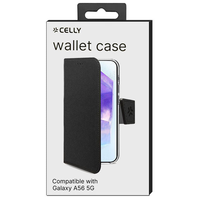 Celly Custodia Portafoglio Similpelle Nera per Samsung Galaxy A56 5G