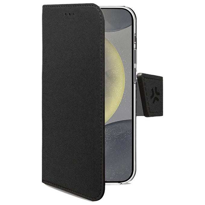 Celly WALLY1120 Wally Custodia a Libro per Samsung Galaxy S25 5G Similpelle Chiusura Magnetica 3 Slot Carte Funzione Stand colore Nero