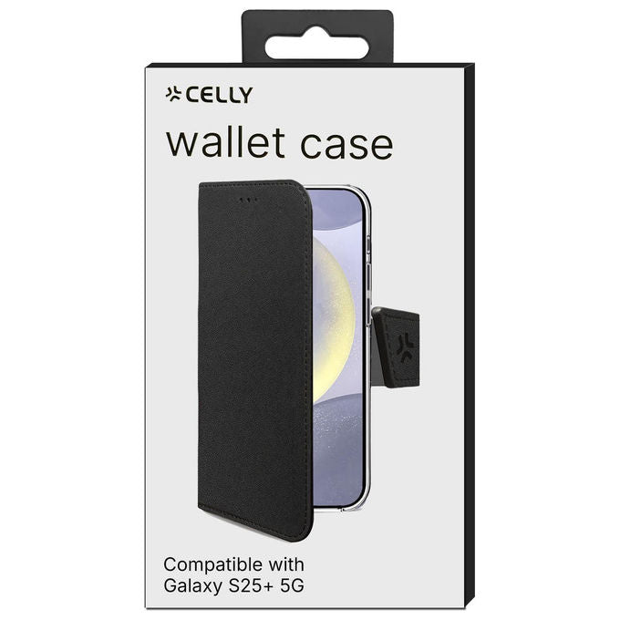 Celly Wally Custodia a Libro Nera per Samsung Galaxy S25+ 5G