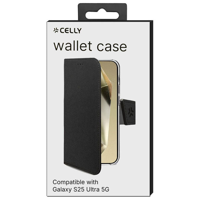 Celly Custodia a Libro Nera per Samsung Galaxy S25 Ultra 5G