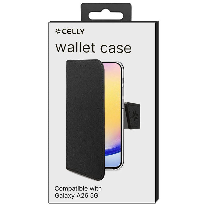 Celly Wally Custodia Portafoglio Nera per Samsung Galaxy A26 5G