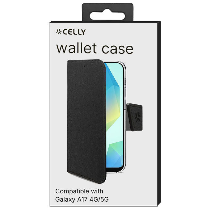 Celly Wally Custodia a Portafoglio per Samsung Galaxy A17 5G Nera