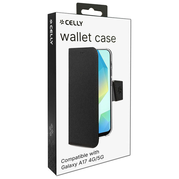 Celly Wally Custodia a Portafoglio per Samsung Galaxy A17 5G Nera