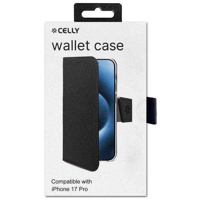 Celly Wally Custodia a Libro Nera per Apple iPhone 17 Pro