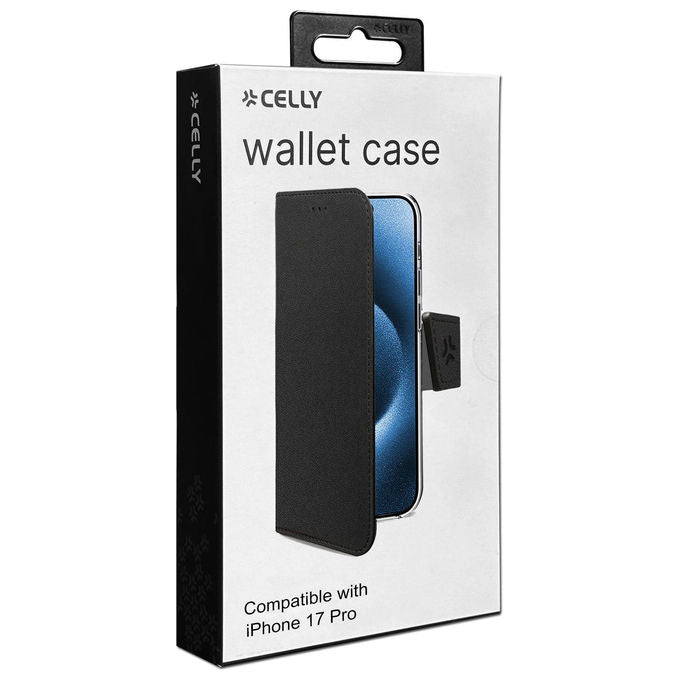 Celly Wally Custodia a Libro Nera per Apple iPhone 17 Pro