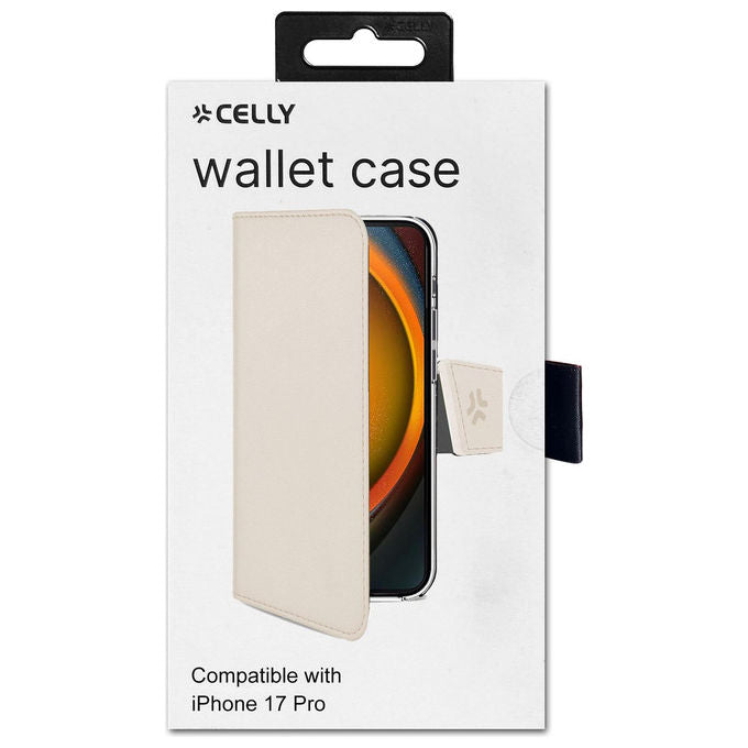 Celly Wally Custodia a Libro in Similpelle Sabbia per iPhone 17 Pro