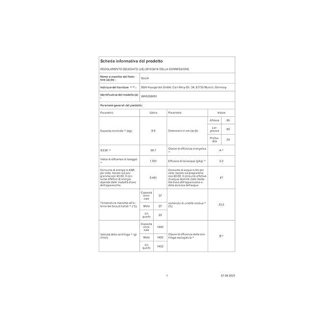 Bosch Serie 4  Wan28208ii Lavatrice a carica frontale 8 kg 1400 rpm