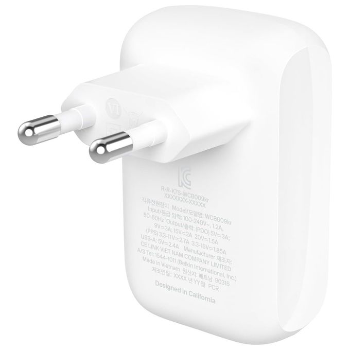 Belkin BoostCharge Doppio Caricatore Usb da Parete da 42W Bianco