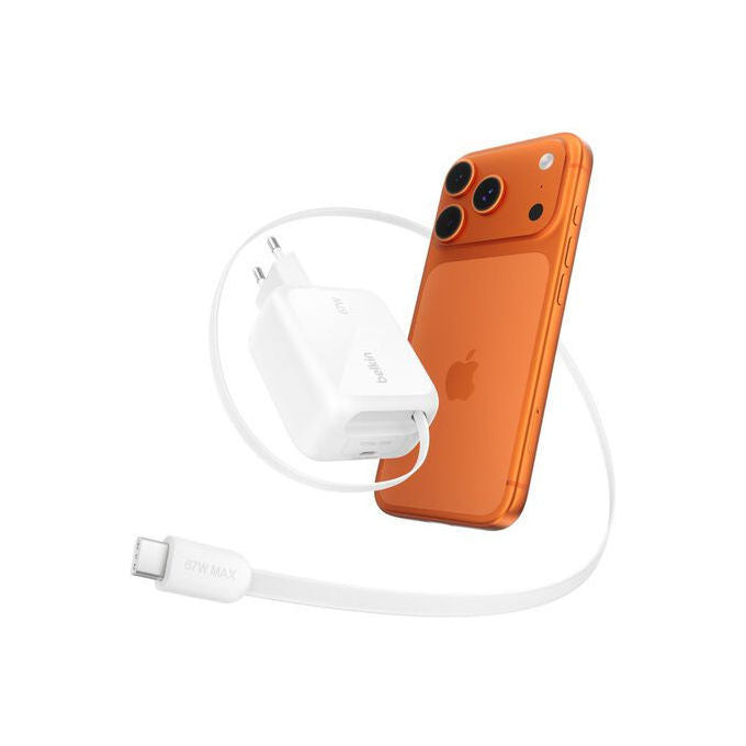 Belkin WCH022KQWH UltraCharge Adattatore settore con cavo retrattile 67 W Fast Charge 2 USB-C colore Bianco