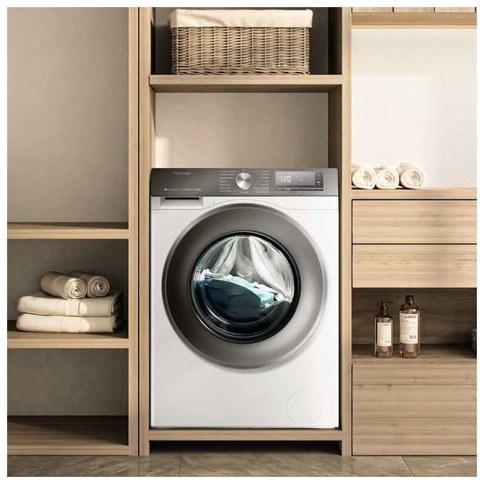 Hisense WD3S1043BW7 Lavasciuga Frontale 10.5-6 Kg 1400 rpm Classe A-D Motore Inverter Wi-Fi Vapore (84.5x59.5x59 cm) colore Bianco