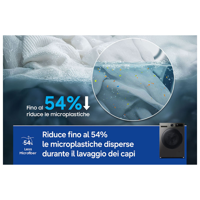 Samsung WD90HG5U34BXET Crystal Clean Lavasciuga Caricamento frontale 9-6 Kg 1400 rpm Classe A D Vapore Igienizzante Air Wash EcoBubble (60x59x85 cm) colore Nero Acciaio inox