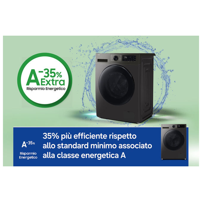 Samsung WD90HG5U34BXET Crystal Clean Lavasciuga Caricamento frontale 9-6 Kg 1400 rpm Classe A D Vapore Igienizzante Air Wash EcoBubble (60x59x85 cm) colore Nero Acciaio inox