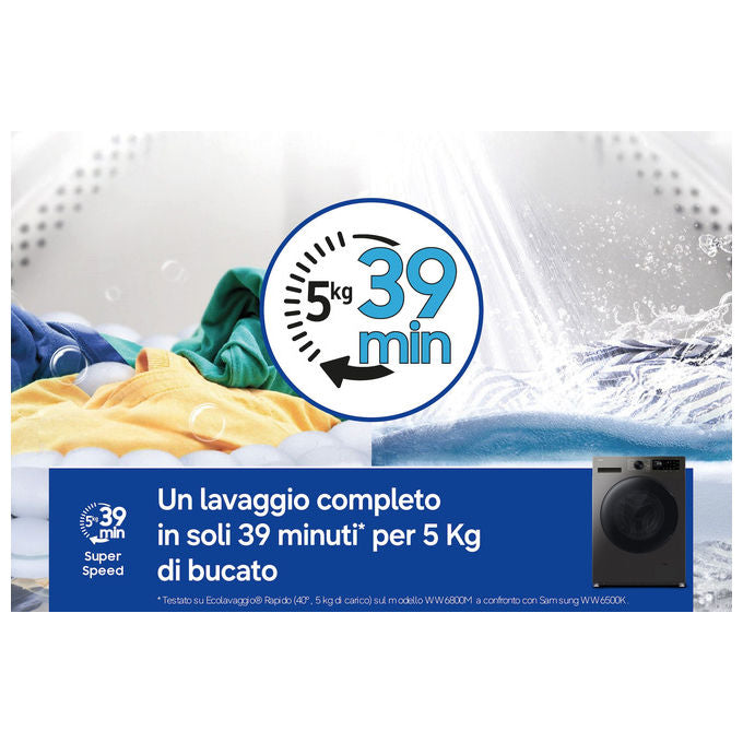 Samsung WD90HG5U34BXET Crystal Clean Lavasciuga Caricamento frontale 9-6 Kg 1400 rpm Classe A D Vapore Igienizzante Air Wash EcoBubble (60x59x85 cm) colore Nero Acciaio inox
