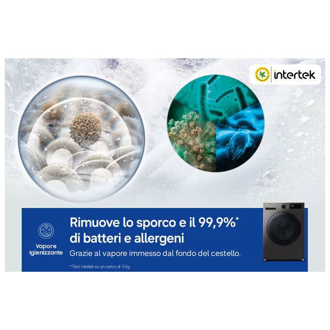 Samsung WD90HG5U34BXET Crystal Clean Lavasciuga Caricamento frontale 9-6 Kg 1400 rpm Classe A D Vapore Igienizzante Air Wash EcoBubble (60x59x85 cm) colore Nero Acciaio inox