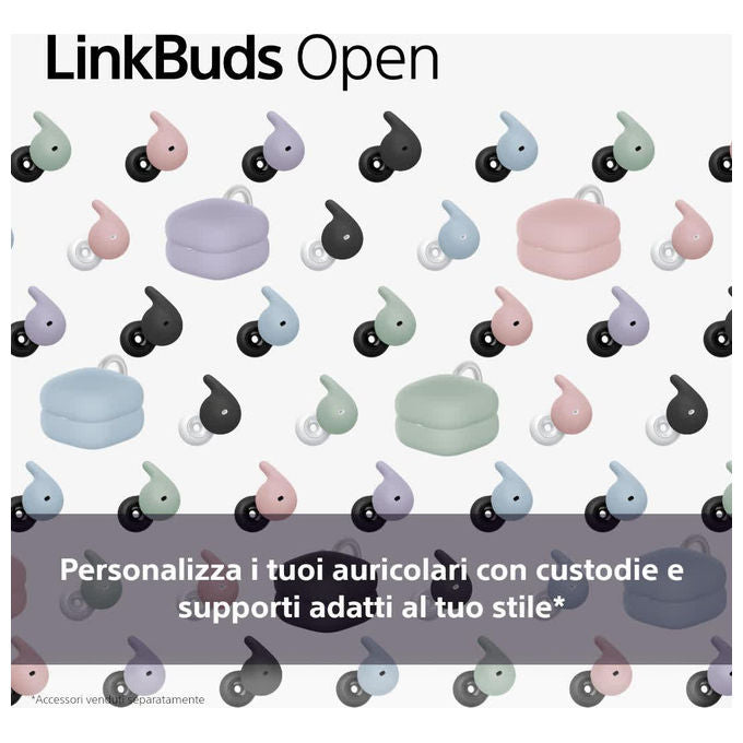 Sony WFL910W.CE7 LinkBuds Open Auricolari Wireless Bluetooth True Wireless con Driver ad Anello da 11 mm Resistenza IPX4 Autonomia fino a 22 Ore con Custodia colore Bianco