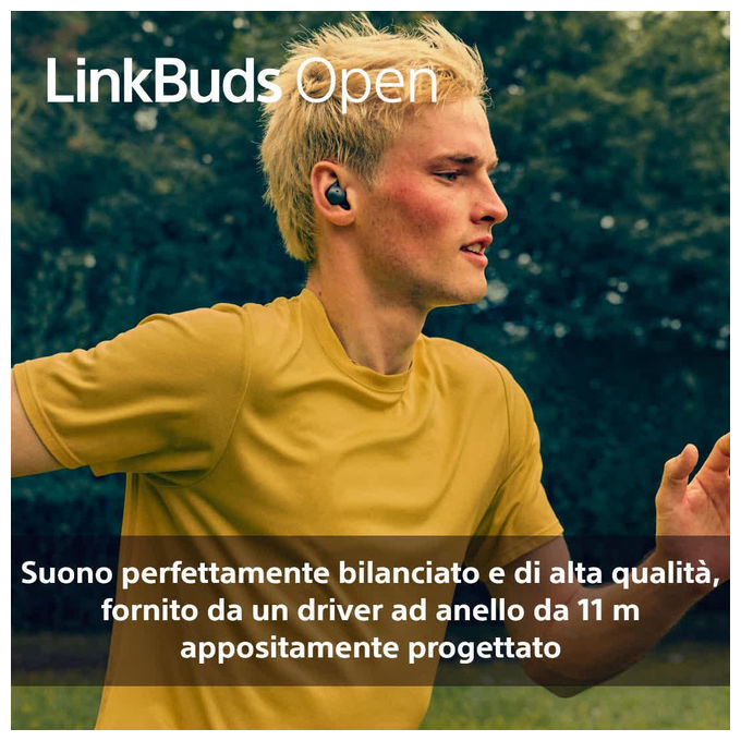 Sony WFL910W.CE7 LinkBuds Open Auricolari Wireless Bluetooth True Wireless con Driver ad Anello da 11 mm Resistenza IPX4 Autonomia fino a 22 Ore con Custodia colore Bianco