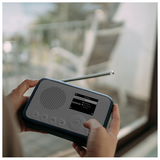 Sangean WFR-39 Portatile Radio DAB FM Internet Spotify TFT Batteria Ricaricabile 2600 mAh colore Blu Bianco