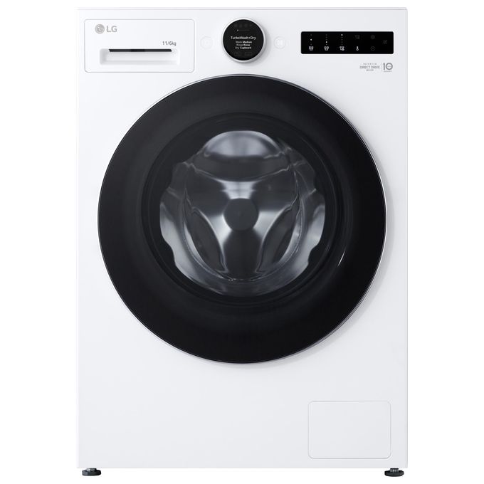 LG WHX9016TLC Lavasciuga a pompa di calore 11-6 Kg 1400 rpm Classe A-30%-A-10% Dual Inverter Heat Pump AI DD TurboWash (60x56.5x85 cm) colore Bianco