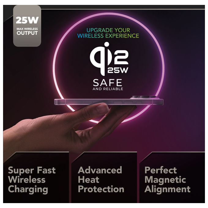 Cellularline, Caricatore Wireless Magnetico Qi2.2, 25W, Bianco
